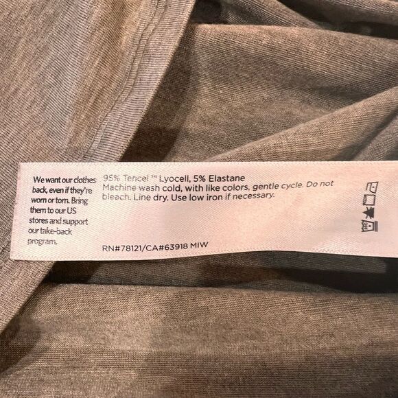 Eileen Fisher Tencel Tunic Tan Tarragon Neutral Minimalist Cap Sleeve Relaxed L - Picture 7 of 8